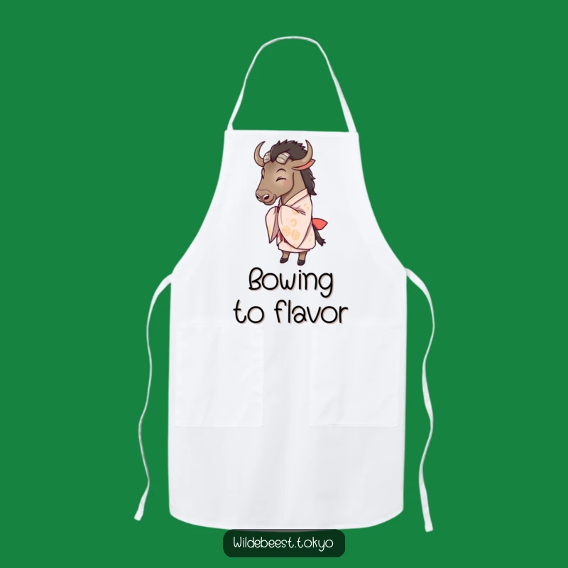 Funny Wildebeest Kimono Bow Apron: Cook with Class and Humor
