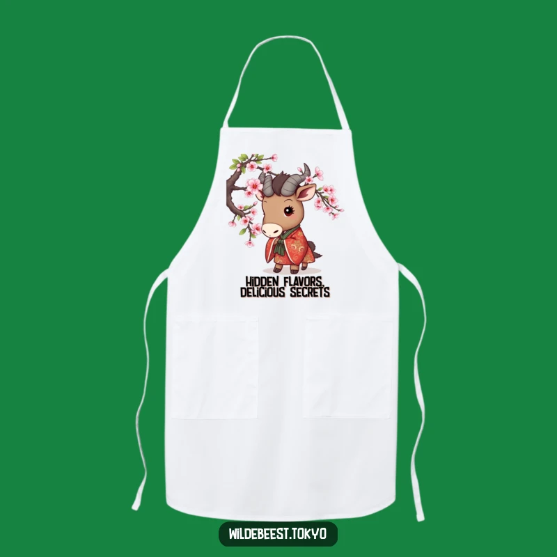 Funny Wildebeest Peek Apron - Cherry Blossom Kimono Cute Kitchen Gift