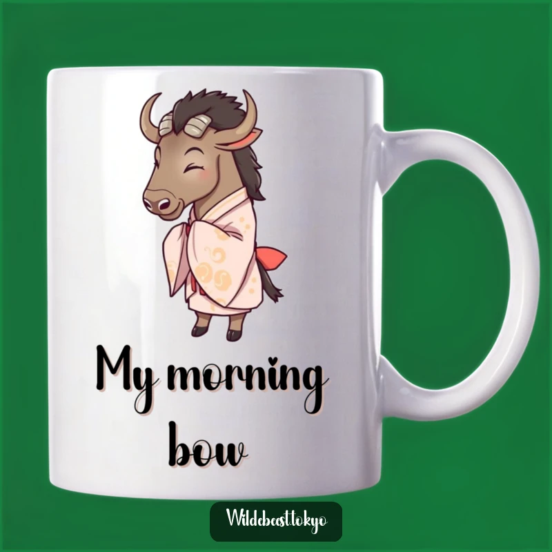 Funny Wildebeest Kimono Bow Mug: A Hilarious Gift for Animal Lovers