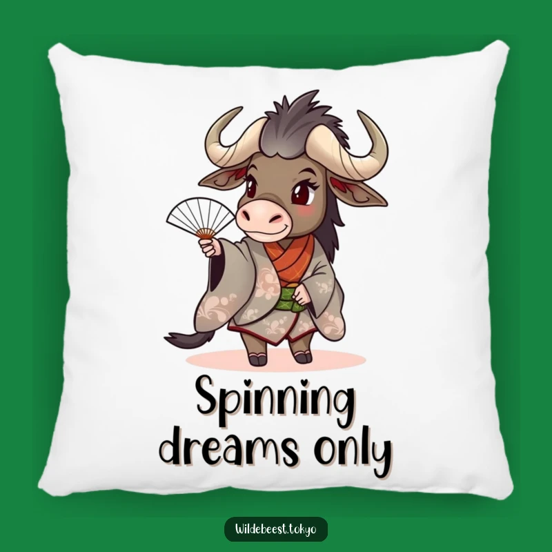 Funny Wildebeest Kimono Fan Pillow: Cozy Comfort with Playful Charm