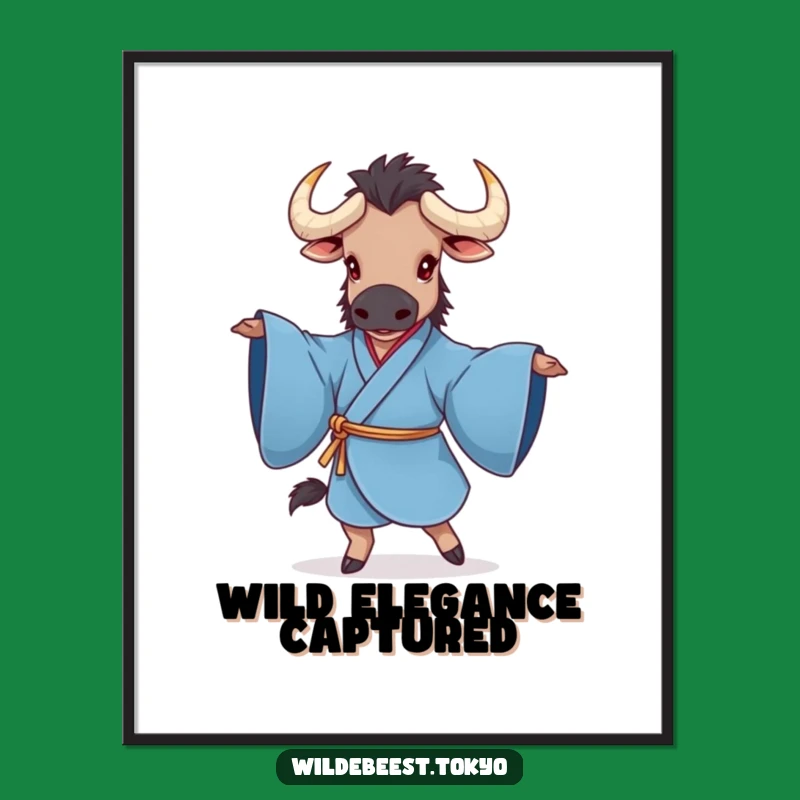 Funny Wildebeest Kimono Digital Art: Graceful Twirls for Instant Hilarious Decor