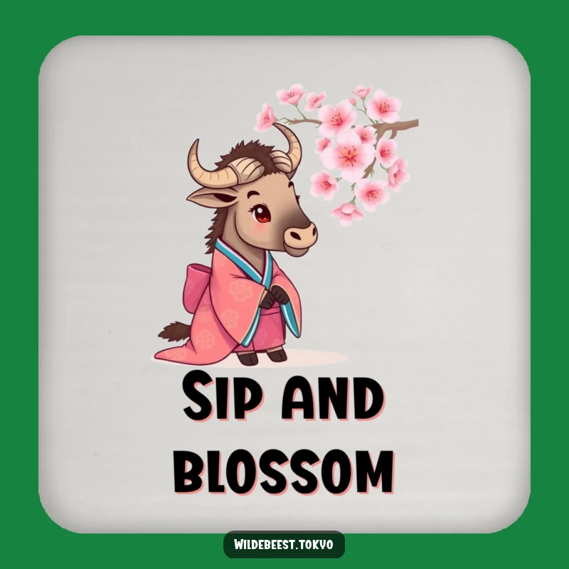 Funny Wildebeest Blossom Coaster: Protect Surfaces with Nature's Charm