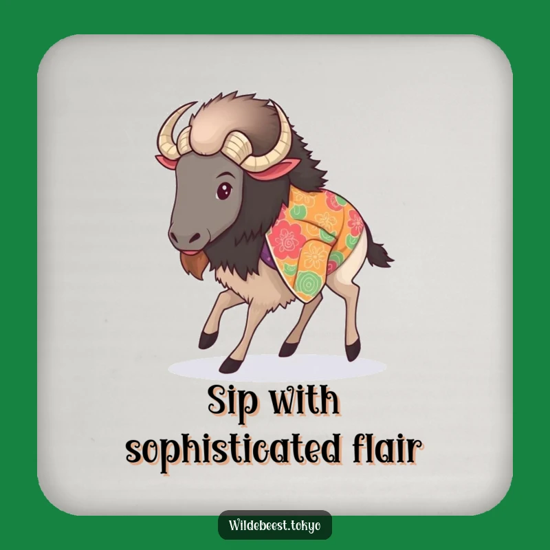Funny Wildebeest Kimono Coaster - Graceful Step Drink Gift