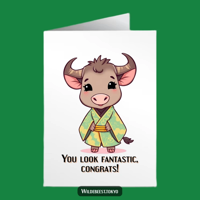 Free Printable Congrats Card: Kimono Wildebeest - Funny Downloadable Gift!