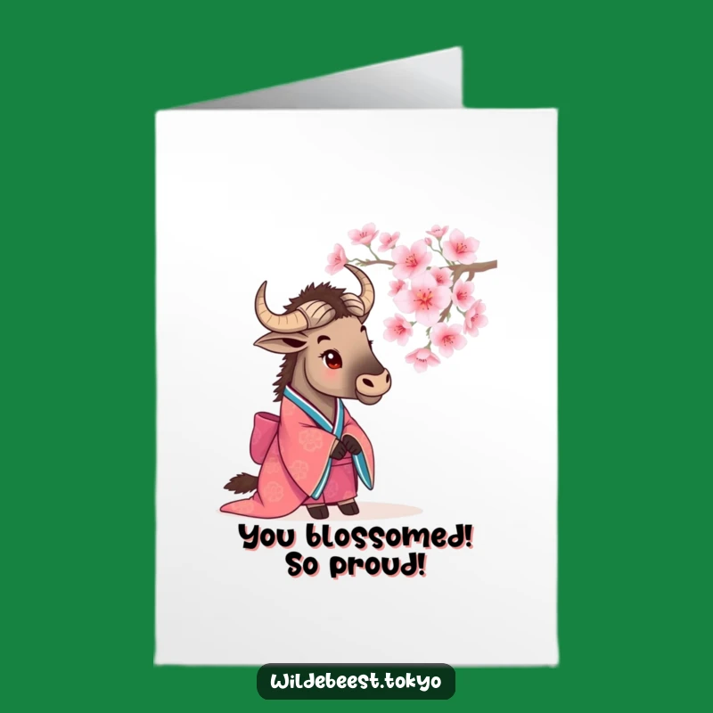 Free Printable Congrats Card: Wildebeest Blossom Kimono Celebration Downloadable