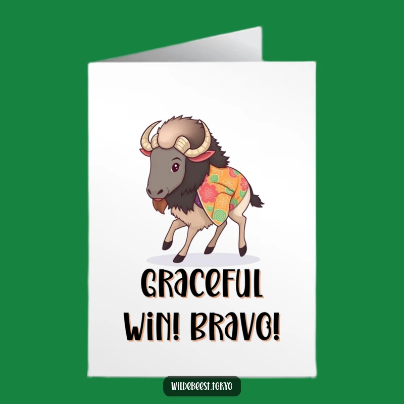 Wildebeest Kimono Congrats Card: Free Printable, Graceful Step, Downloadable Gift
