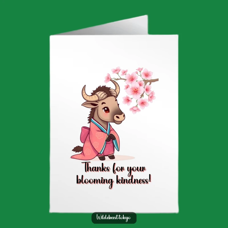 Free Printable Thank You Card: Grateful Wildebeest Blossom Kimono Downloadable