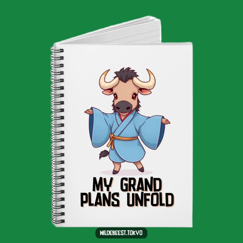 Funny Wildebeest Kimono Notebook: Jot Down Ideas with Graceful Twirls & Hilarious Flair