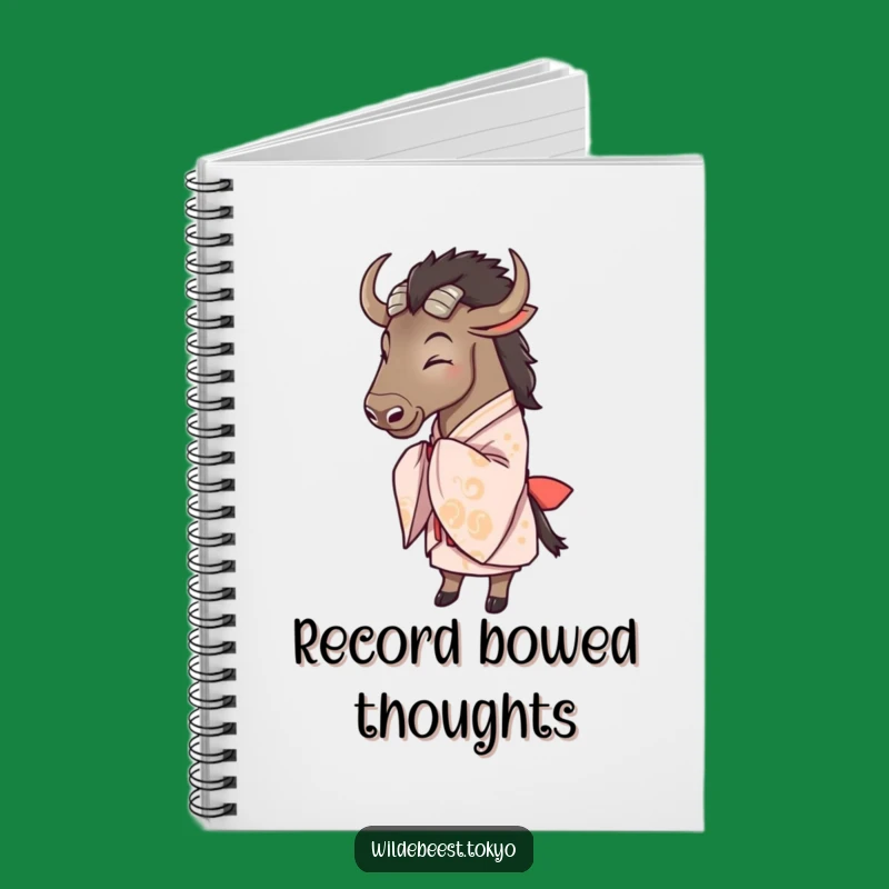 Funny Wildebeest Kimono Bow Notebook: Jot Down Ideas with Humor