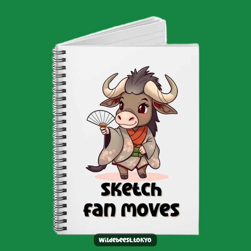 Funny Wildebeest Kimono Fan Notebook: Jot Down Ideas with Playfulness