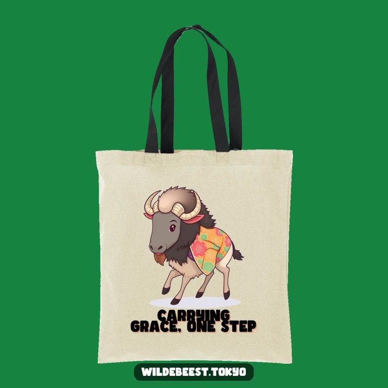 Funny Wildebeest Kimono Tote Bag - Graceful Step Accessory Gift